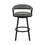Swivel Barstool with Open Metal Frame and Slatted Arms, Gray and Black B056P163155