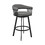 Swivel Barstool with Open Metal Frame and Slatted Arms, Gray and Black B056P163155