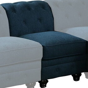36 inch Armless Chair, Button Tufted Back, Blue Fabric B056P163167