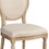 24 inch Distressed Wood Dining Chair, Beige Fabric,Set of 2, Natural Brown B056P163172