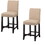 Fabric Upholstered Wooden Counter Height Stool with Nail head Trim, Set of 2, Brown