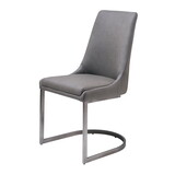 Leatherette Upholstered Chair, U Shape Base, Set of 2, Chrome, Gray B056P163174