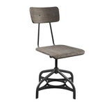 Metal Adjustable Side Chairs with Wooden Swivelling Seats and Open Backrest, Gray, Set of Two B056P163184