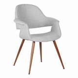 18 inch Modern Dining Chair, Angled Tapered Legs, Gray and Brown B056P163191