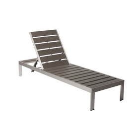 Versatile and Trendy Modern Anodized Aluminum Wheeled Lounger, Gray B056P163196