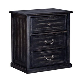 Transitional Style Wooden Dresser with Three Spacious Drawers, Black B056P163202