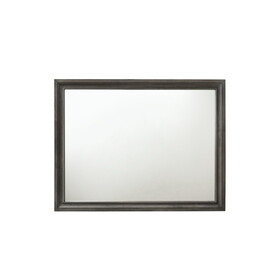 Transitional Style Wooden Decorative Mirror with Beveled Edges, Gray B056P163204
