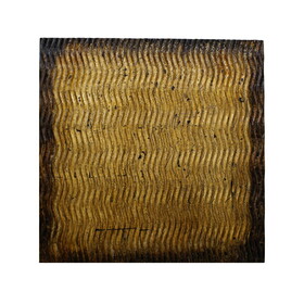 24 x 24 inch Square Wood Wall Decor, Textured Carving, Gold, Brown B056P163214