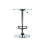 Round Glass Top Pub Table with Adjustable Height Mechanism, Silver B056P163219