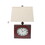 Clock Design Metal Table Lamp with Tapered Shade, Red and Beige B056P163266