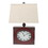 Clock Design Metal Table Lamp with Tapered Shade, Red and Beige B056P163266