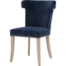 Fabric Sculpted Wingback Dining Chair Saber Legs, Blue B056P164398