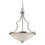 3 Bulb Bowl Style Glass Pendant Fixture with Metal Frame, Silver and White B056P164400