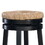 Wooden Counter Stool with Round Rattan Padded Seat, Black and Brown B056P164408