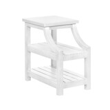 23 inches Wooden End table with 2 Slatted Shelves, White B056P164430