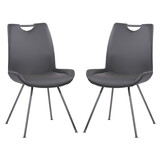 Curved Back Dining Chair with Bucket Design Seat, Set of 2, Dark Gray B056P164435