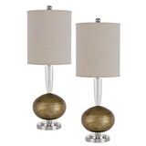 Table Lamp with Resin Ball Accent, Set of 2, Beige and Bronze B056P164441