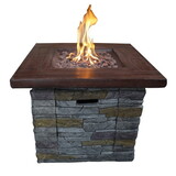 Gas Fire Pit with Lava Rocks and Control Panel, Brown B056P164461