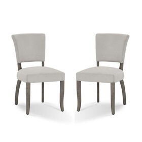 20 inch Upholstered Solid Timber Flared Dining Chair, Set of 2, Light Gray B056P164464