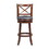 Gia 29 inch Swivel Bar Stool, Solid Wood, Rich Vegan Faux Leather, Brown B056P164465