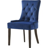Esme 24 inch Solid Wood Dining Chair, Velvet, Tufted, Set of 2, Dark Blue B056P164471