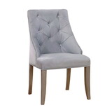 23 inch Flannelette Dining Side Chair, Button Tufted, Set of 2, Gray B056P164476