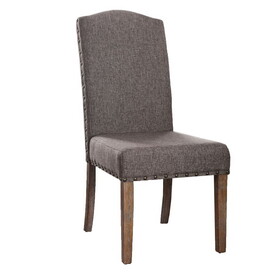 26 inch Dining Chairs, Parson Style, Tall Back, Nailhead, Set of 2, Gray B056P164478