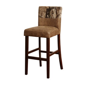 Dual Tone Fabric Upholstered Wooden Bar Stool, Brown B056P165567