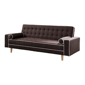 Futon Sofa Bed with Matching Bolsters, Dark Brown B056P165570