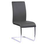 23 inch Modern Dining Chair, Gray Leather, Metal Frame,Set of 2,Gray,Silver B056P165580