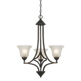 3 Bulb Chandelier with Metal Frame and Smoked Glass Shade, Bronze B056P165584