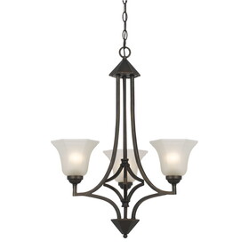 3 Bulb Chandelier with Metal Frame and Smoked Glass Shade, Bronze B056P165584