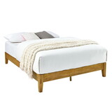 Platform Style Wooden Full Bed with Chamfered Feet, Brown B056P165590