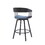 Vera 27 inch Swivel Counter Stool Chair, Black Open Back, Soft Blue Fabric B056P165606