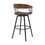 Vera 31 inch Swivel Barstool Chair, Curved Open Back, Walnut Brown, Black B056P165610
