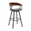 Vera 31 inch Swivel Barstool Chair, Curved Open Back, Walnut Brown, Gray B056P165611