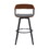 Vera 31 inch Swivel Barstool Chair, Curved Open Back, Walnut Brown, Gray B056P165611