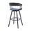 Vera 31 inch Swivel Barstool Chair, Curved Back, Black, Light Blue Fabric B056P165612