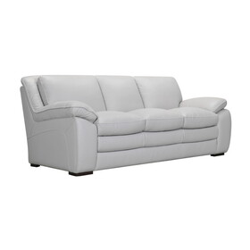 Leather Upholstered Sofa with Block Cushion Seat and Pillow Armrests, Gray B056P178877