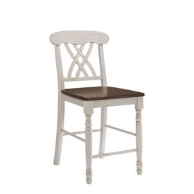 Wood Counter Height Dining Chair, Set of 2, White and Brown B056P198134