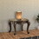 Wooden End Table with Marble Top in Antique Oak Brown B056P198135