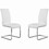 Metal Cantilever Base Leatherette Dining Chair, Set of 2, White and Silver B056P198136