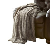 Treviso Faux Fur Throw with Fret Pattern by Royal Hampton, Beige B056P198142