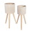 Textured Ceramic Planter with Tripod Legs, Set of 2, Cream and Brown B056P198145