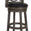 Curved Lattice Back Swivel Barstool with Leatherette Seat, Gray and Black B056P198148