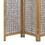 3 Panel Wooden Screen with Pearl Motif Accent, Brown and Silver B056P198157