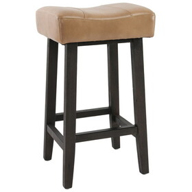 26 inch Wooden Frame Leatherette Backless Counterstool, Beige B056P198158