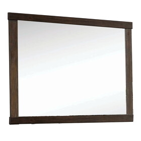 37 inch Mirror with Rectangular Wooden Frame, Brown B056P198161