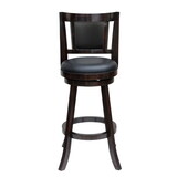 29 inches Swivel Wooden Frame Counter Stool with Padded Back, Dark Brown B056P198163