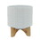 Ceramic Planter with Chevron Pattern and Wooden Stand, Small, White B056P198167